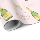 Champagnerflasche und Glas Rosa Brautparty Geschenkpapier (Rolleneckpunkt)