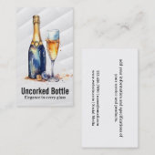 Champagnerflasche und Weinglas | Wasserfarbstil Visitenkarte (Vorne/Hinten)