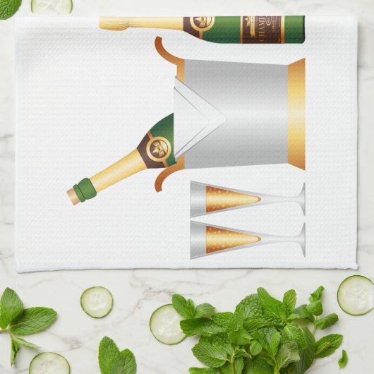 Champagnerflaschen Geschirrtuch (Gefaltet)