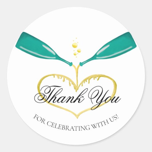 Champagnerflaschen Hochzeitsticker Runder Aufkleber (Vorderseite)