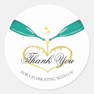 Champagnerflaschen Hochzeitsticker Runder Aufkleber