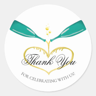 Champagnerflaschen Hochzeitsticker Runder Aufkleber