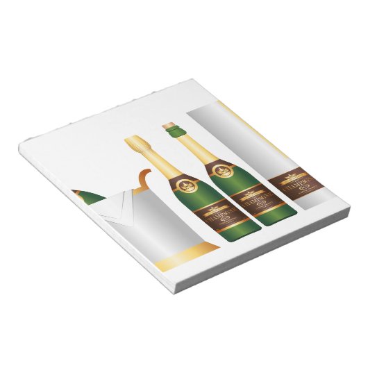 Champagnerflaschen Notizblock (angewinkelt)