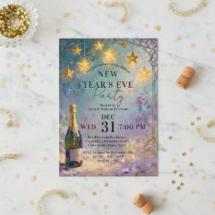 Champagnerflaschen-Ölgemälde Silvesterparty Einladung