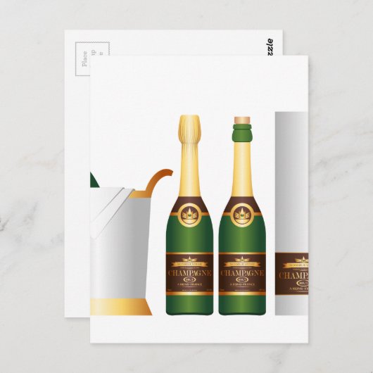 Champagnerflaschen Postkarte (Vorne/Hinten)