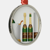Champagnerflaschen Silbernes Ornament (Rechts)