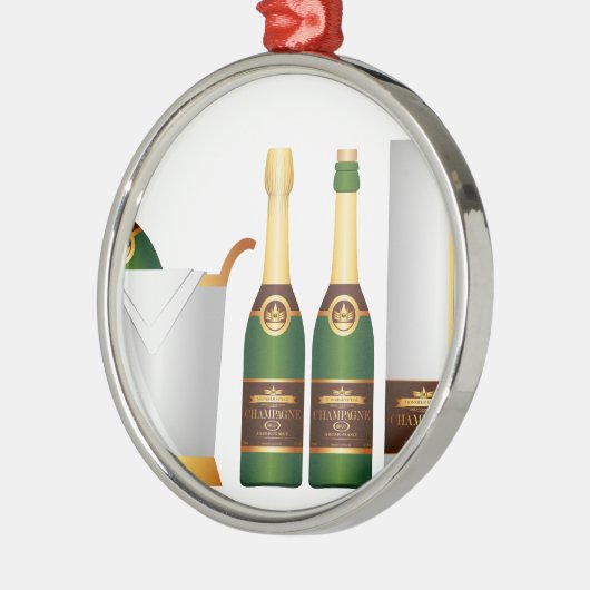 Champagnerflaschen Silbernes Ornament (Links)