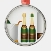 Champagnerflaschen Silbernes Ornament (Vorne)
