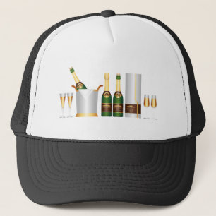 Champagnerflaschen Truckerkappe