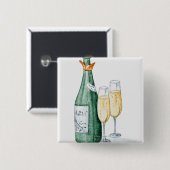 Champagnerflaschen und zwei Gläser Button (Vorne & Hinten)