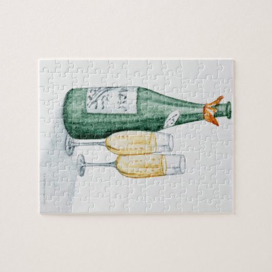 Champagnerflaschen und zwei Gläser Puzzle (Horizontal)