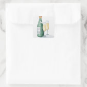 Champagnerflaschen und zwei Gläser Quadratischer Aufkleber (Tasche)