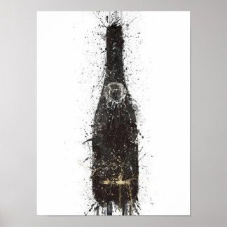 Champagnerflaschen-Wandkunst-Druck 'Black Fizz' Poster