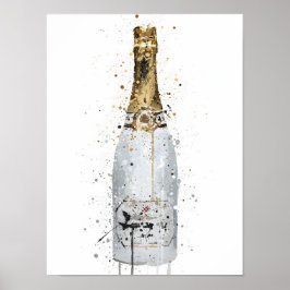 Champagnerflaschen-Wandkunst-Druck 'Blanc' Poster