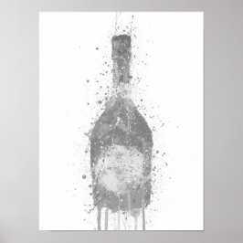 Champagnerflaschen-Wandkunst-Druck 'Rosy' Grau Poster