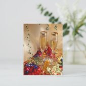 Champagnerflöten, Bänder und Lärmpegel Postkarte (Stehend Vorderseite)