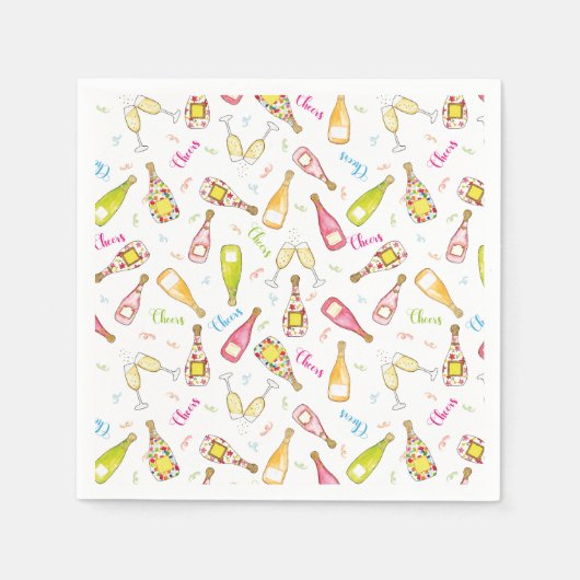 Champagnerflöten feiern Papier Napkin Serviette (Vorderseite)