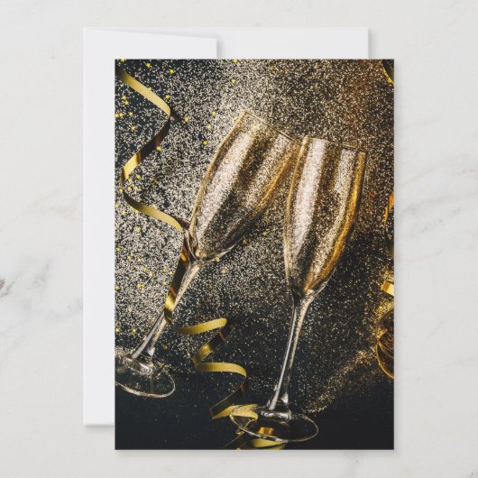 Champagnerflöten Neujahrsfeier Einladung (Rückseite)