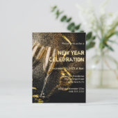 Champagnerflöten Neujahrsfeier Einladung (Stehend Vorderseite)