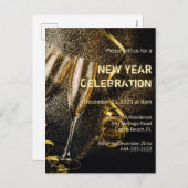 Champagnerflöten Neujahrsfeier Einladung (Vorne/Hinten)
