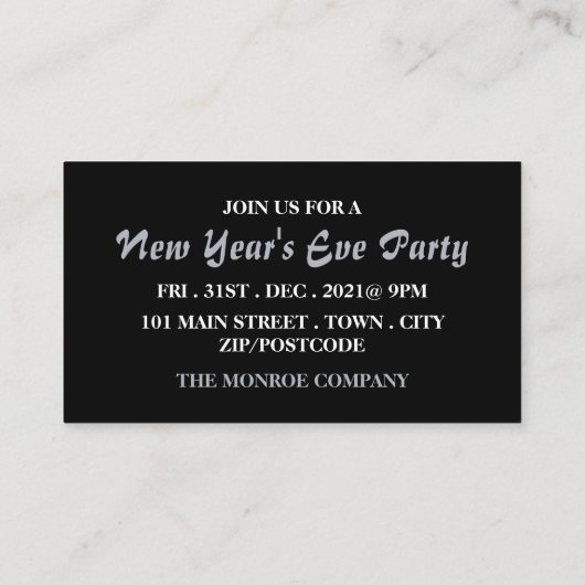 Champagnerflöten, Silvester-Party Begleitkarte (Rückseite)