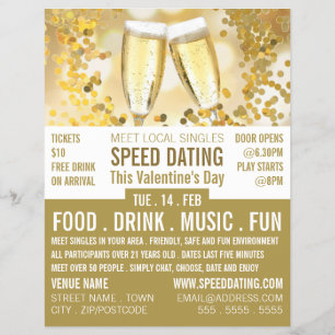 Champagnerflöten, Speed-Verabred-Event-Werbung Flyer