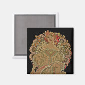 Champagnerfrau auf schwarz magnet (Vorderseite/Rückseite)