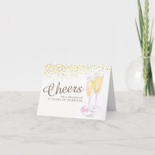 Champagnerglas 15. Hochzeitstag Kunstkarte Karte