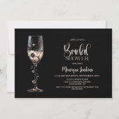 Champagnerglas-Blumen-Brautparty Einladung (Vorderseite)