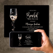 Champagnerglas-Blumen-Brautparty Einladung