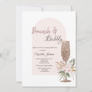 Champagnerglas Boho Blumen Brunch & Sprudelndes Einladung