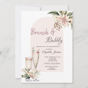 Champagnerglas Boho Blumen Brunch & Sprudelndes Einladung
