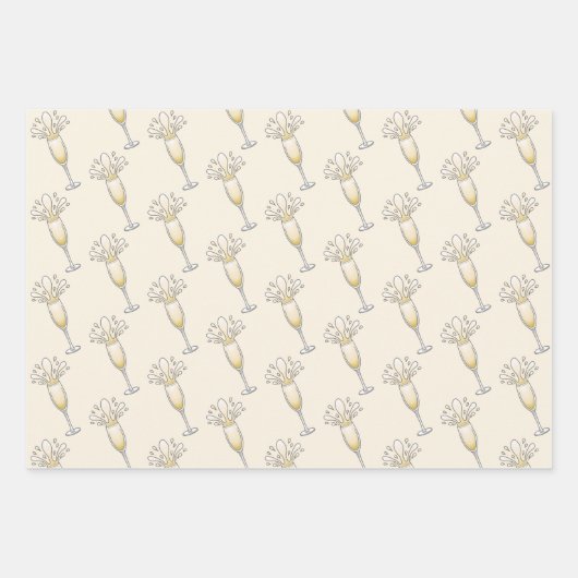 Champagnerglas Geschenkpapier Set (Vorderseite)