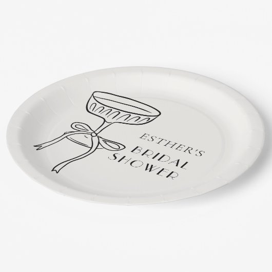 Champagnerglas mit Brautparty Pappteller (Schrägansicht)