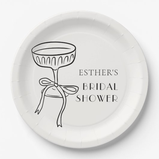 Champagnerglas mit Brautparty Pappteller (Vorderseite)