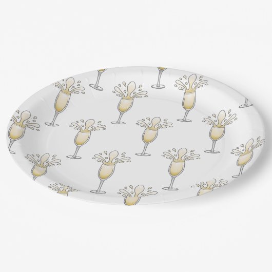 Champagnerglas Pappteller (Schrägansicht)