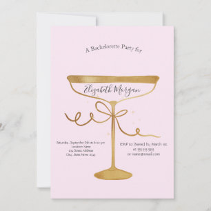 Champagnerglas Pink Junggesellinnenabschied Einladung