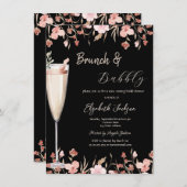 Champagnerglas-Wildblumen Einladung (Vorne/Hinten)