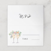 Champagnergläser Blumen monogrammierte Tischdecke Platzkarte (Außenseite Aufgefaltet)