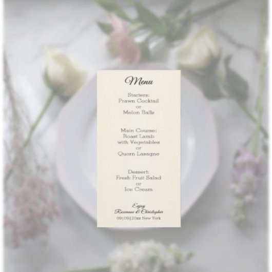 Champagnergläser Hochzeit Menükarte