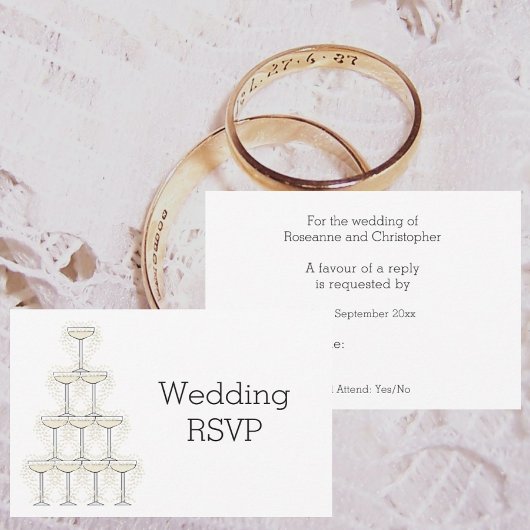 Champagnergläser Hochzeit RSVP Karte