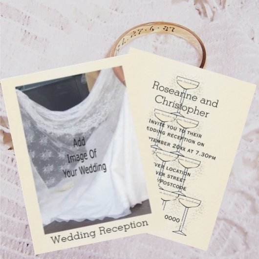 Champagnergläser Hochzeitsempfang Begleitkarte