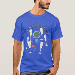 Champagnergläser und Silvester Countdown T-Shirt