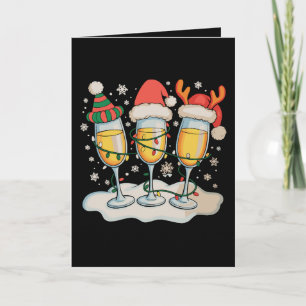 Champagnergläser Weihnachtsmann Rentier Weihnachte Karte