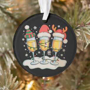 Champagnergläser Weihnachtsmann Rentier Weihnachte Ornament