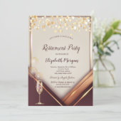 Champagnerglass Balloons Gold-Frame-Rente Einladung (Stehend Vorderseite)