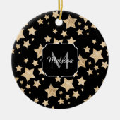 Champagnergold Glitzer funkeln Stars Monogramm Keramik Ornament (Vorne)