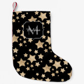 Champagnergold Glitzer funkeln Stars Monogramm Kleiner Weihnachtsstrumpf (Vorderseite)