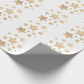Champagnergold Glitzer funkeln Sternenmuster weiß Geschenkpapier (Ecke)