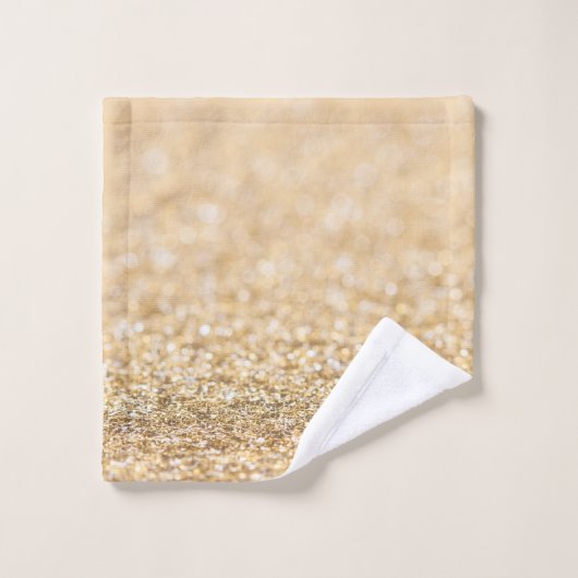 Champagnergold Glitzer Glitzern Badhandtuch Set (Waschlappen)